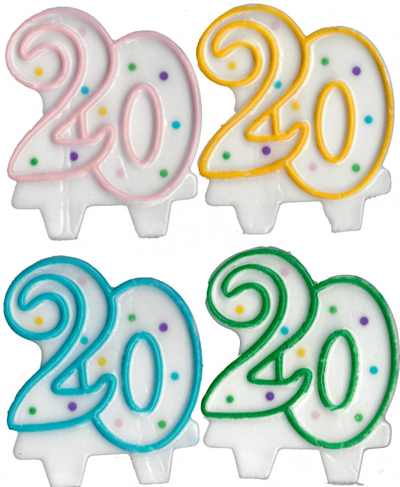 Svíčka dortová číslo 20 s puntíky 7,5cm
