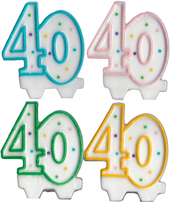 Svíčka dortová číslo 40 s puntíky 7,5cm