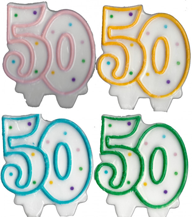 Svíčka dortová číslo 50 s puntíky 7,5cm