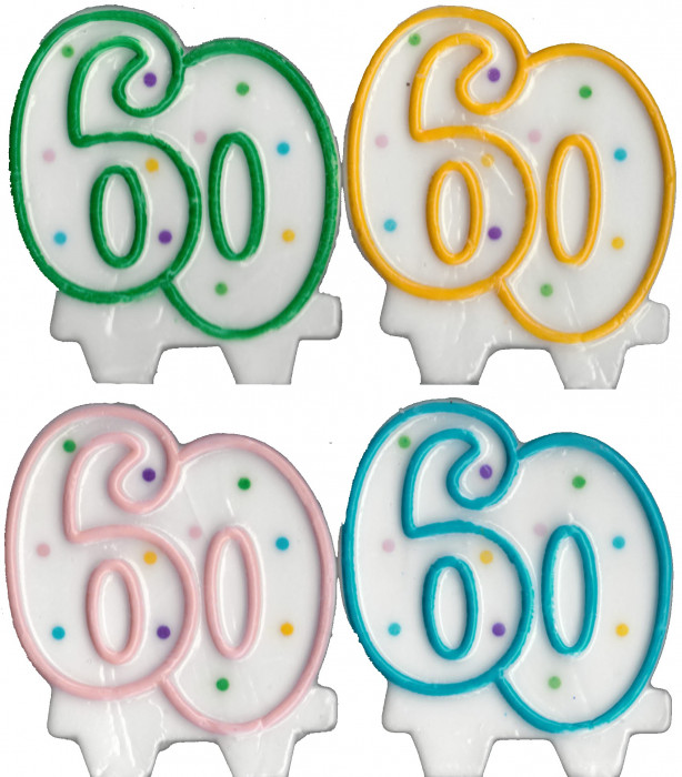 Svíčka dortová číslo 60 s puntíky 7,5cm