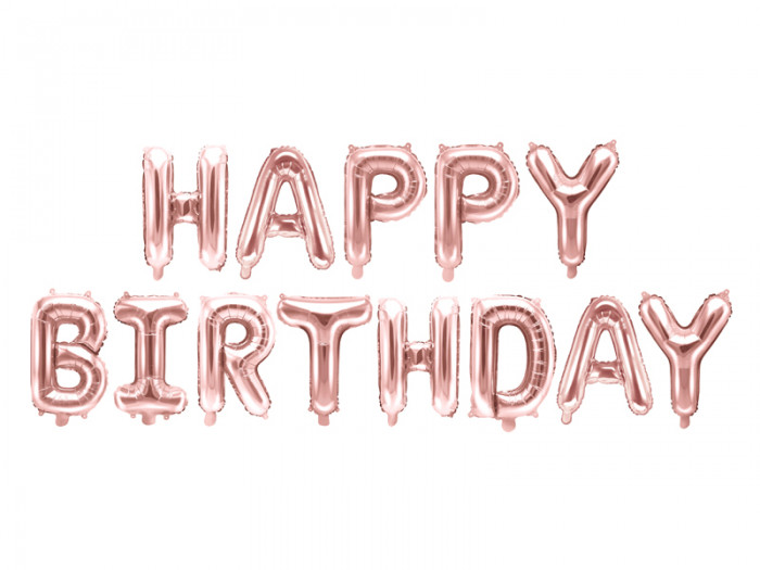 Fóliový nápis Happy birthday Rose gold